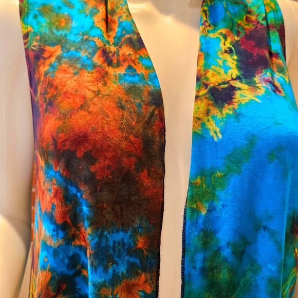 TIE DYE Turq./Ylw Stretchy Rayon S/L Cardigan *5 Colors Avail.*OS NEW - Picture 4 of 6
